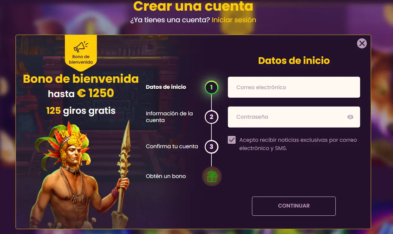 Registro y acceso en casino