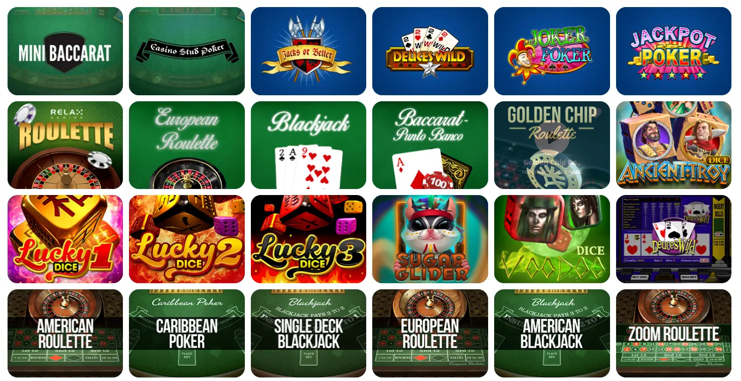 Catálogo de juegos en casino Locowin