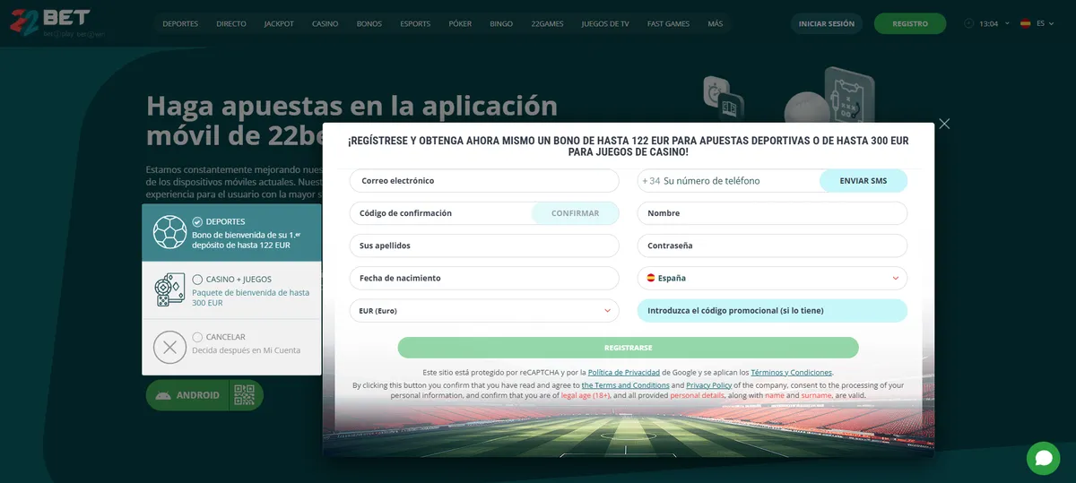 Cómo empezar en 22Bet España: registro paso a paso
