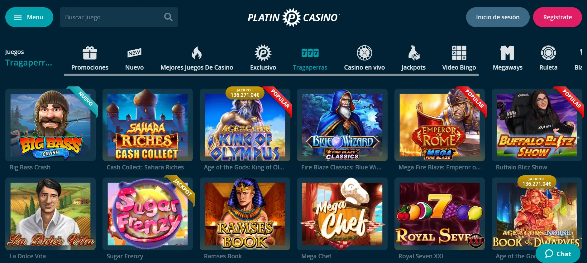 Amplia variedad de juegos en Platin Casino online casinos gratis españa juegos