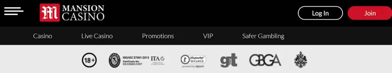 Sellos de licencia Mansion casino seguros casinos españa mansion