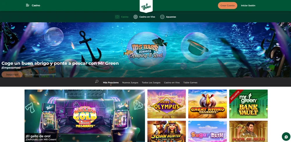 Mr. Green casino con Visa en España Mr. Green casino